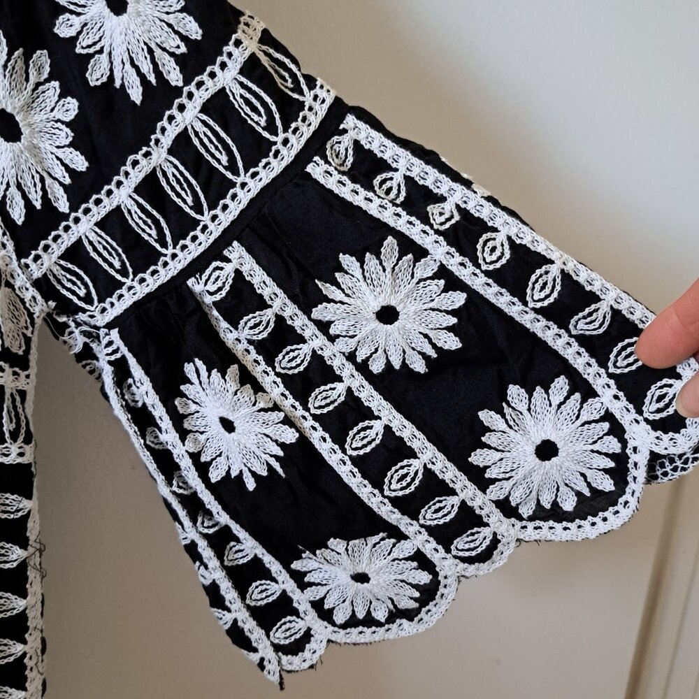 Black and white embroidery